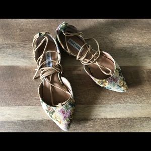 Floral lace-up flats